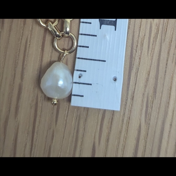 Blue Lapis Lazuli Pendant Necklace Gold Paperclip Chain Pearl & Starburst Accent - Picture 6 of 8